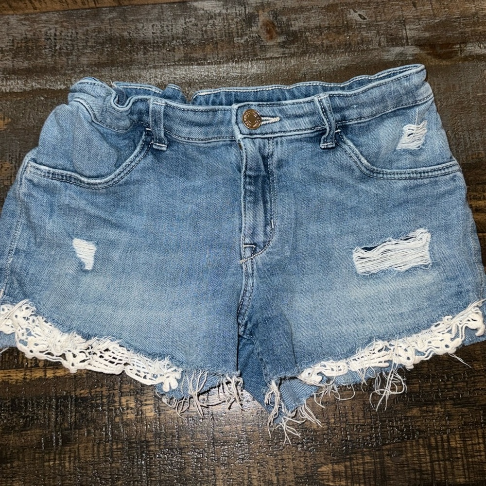 &Denim Girls Jean Shorts with Lace
